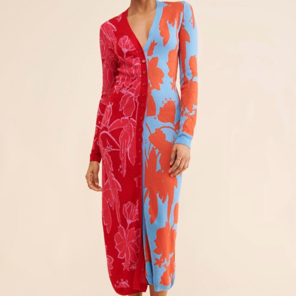 Floral Red and Blue Women Dress